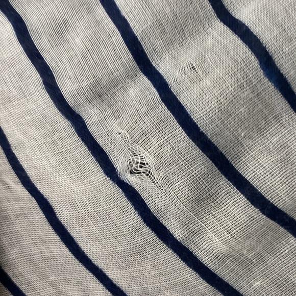 Sheer white and navy striped scarf - Picture 7 of 17